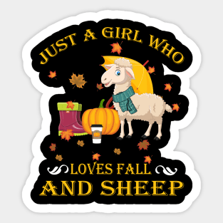 Just A Girl Who Loves Fall & Sheep Funny Thanksgiving Gift Sticker